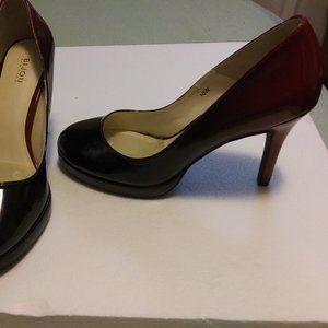 Black and Red Ombre High Heel Pumps, Size 10W